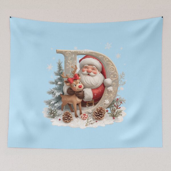 Item preview, Santa & Reindeer Monogram Letter D – Whimsical Christmas Holiday Alphabet Design designed and sold by AmenAlways.