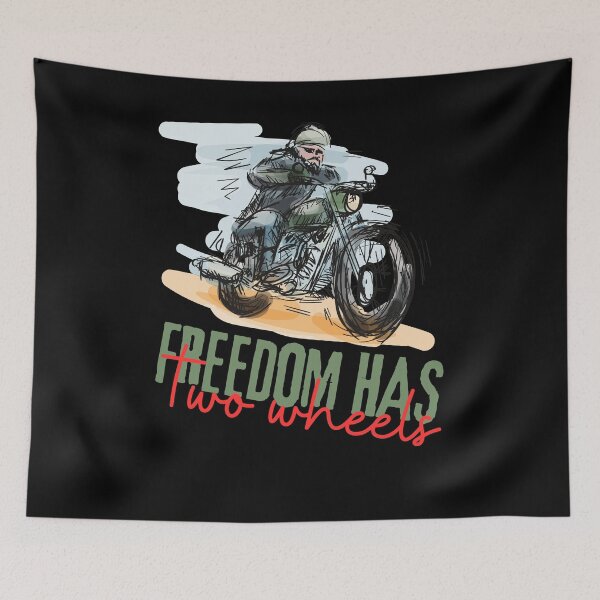 Item preview, Redbubble - Freedom has two wheels -Premium motorcycling  designed and sold by IronClaw-POD.