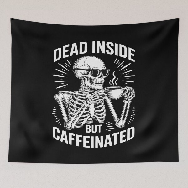 Item preview, Dead Inside But Caffeinated Halloween Funny Skeleton Coffee designed and sold by BlackStars3Neon.