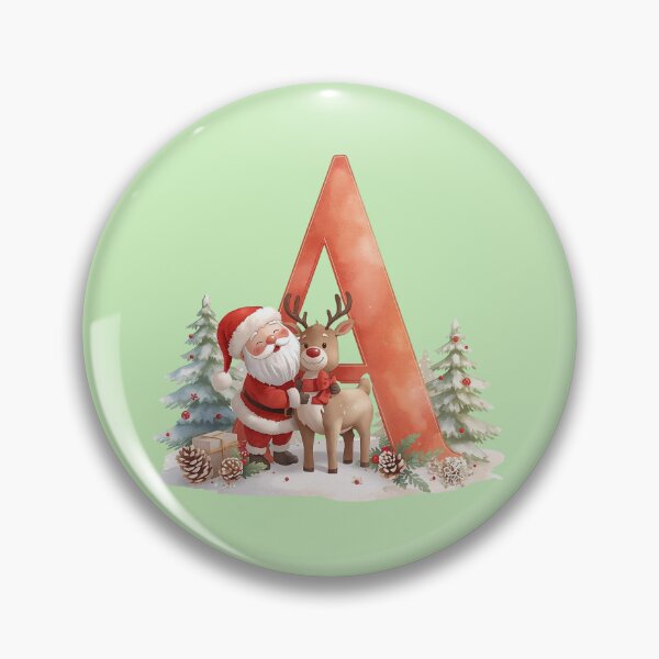 Item preview, Cute Santa & Reindeer Monogram Letter A – Cozy Christmas Holiday Design for Gifts & Decor designed and sold by AmenAlways.