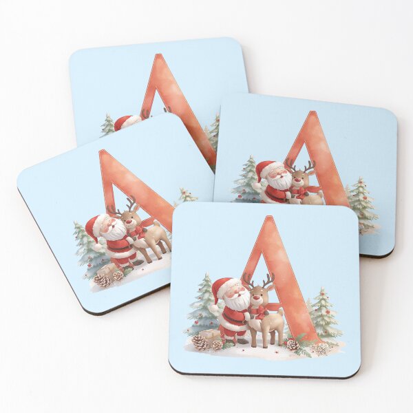 Item preview, Cute Santa & Reindeer Monogram Letter A – Cozy Christmas Holiday Design for Gifts & Decor designed and sold by AmenAlways.