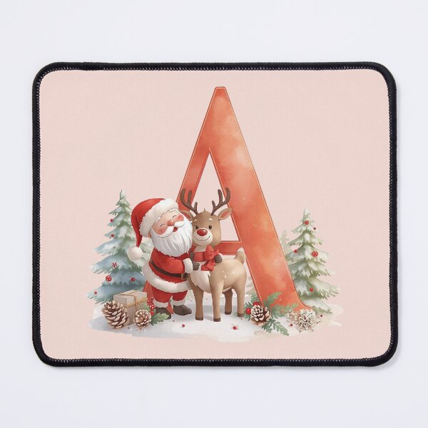 Item preview, Cute Santa & Reindeer Monogram Letter A – Cozy Christmas Holiday Design for Gifts & Decor designed and sold by AmenAlways.