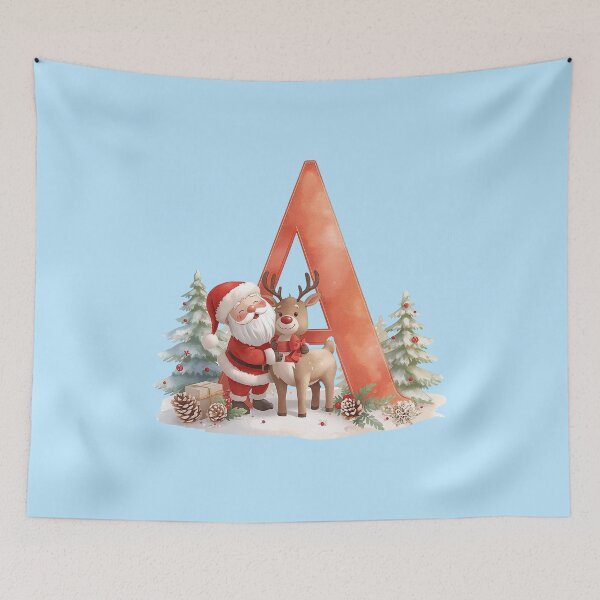 Item preview, Cute Santa & Reindeer Monogram Letter A – Cozy Christmas Holiday Design for Gifts & Decor designed and sold by AmenAlways.
