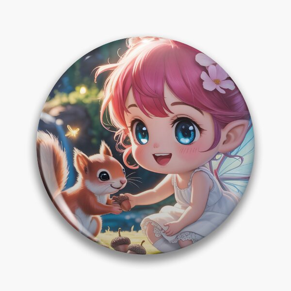 Item preview, Chibi fairy is feeding a cute squirrel designed and sold by BohoShopHU.