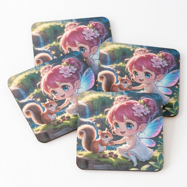 Item preview, Chibi fairy is feeding a cute squirrel designed and sold by BohoShopHU.