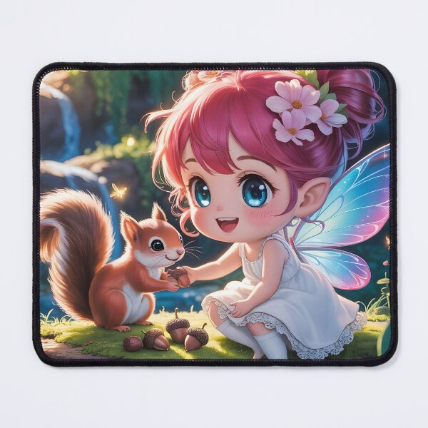 Item preview, Chibi fairy is feeding a cute squirrel designed and sold by BohoShopHU.