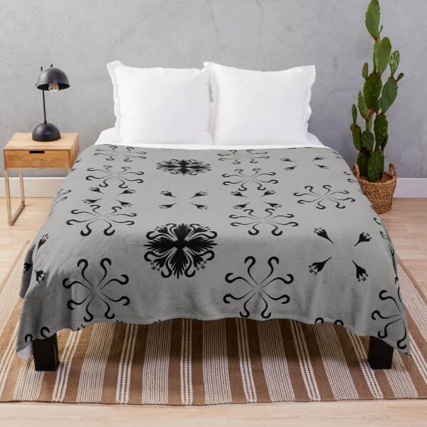 Item preview, This image displays a seamless black floral and ornamental pattern on a gray background designed and sold by LSKY Art.