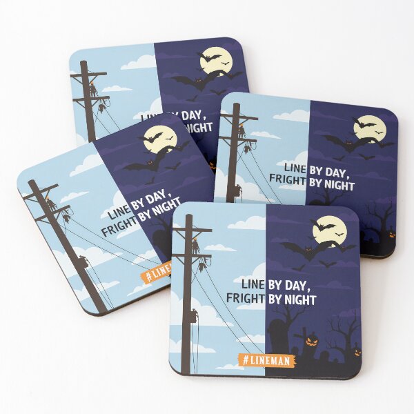 Item preview, Line by Day, Fright by Night – Funny Day/Night Halloween Lineman Design (1) designed and sold by InkoraLab.