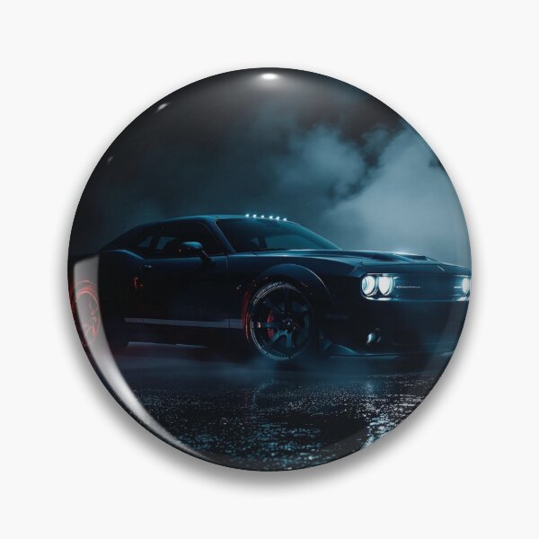 Item preview, Dark Night Muscle Car With Neon Blue Lights in Wet Street Scene and Misty Smoke designed and sold by KanDa-Shop.