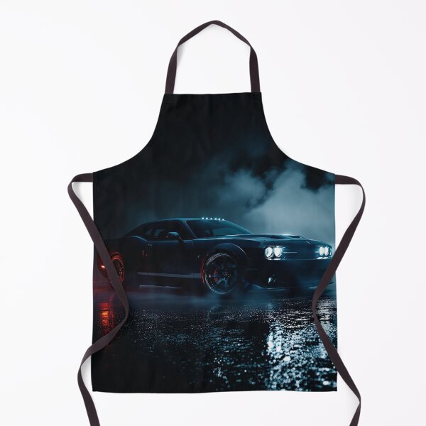 Item preview, Dark Night Muscle Car With Neon Blue Lights in Wet Street Scene and Misty Smoke designed and sold by KanDa-Shop.