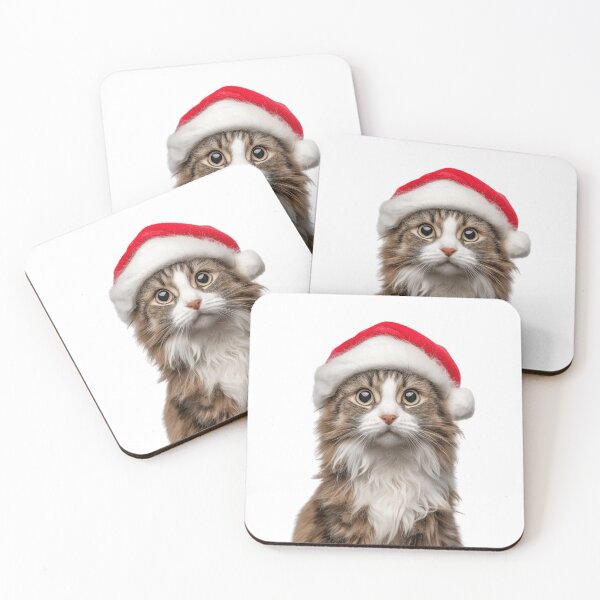 Item preview, American Curl cat with Christmas Hat – Festive American Curl cat Xmas Design designed and sold by LazyOwlStore.