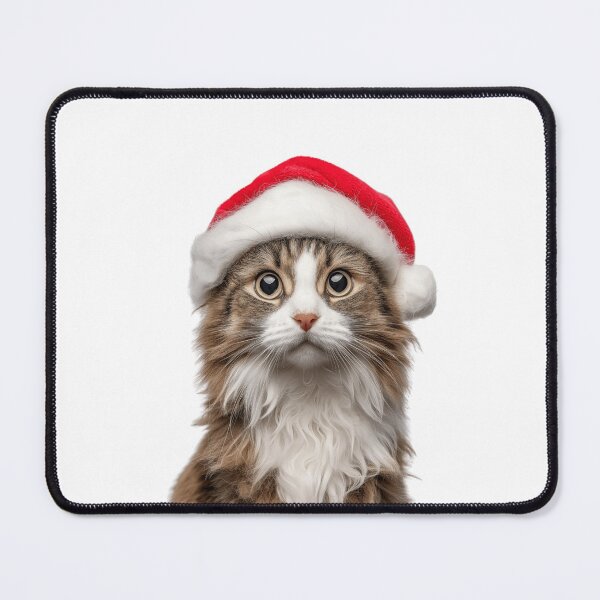 Item preview, American Curl cat with Christmas Hat – Festive American Curl cat Xmas Design designed and sold by LazyOwlStore.
