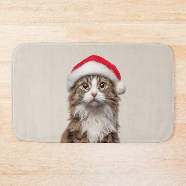 Item preview, American Curl cat with Christmas Hat – Festive American Curl cat Xmas Design designed and sold by LazyOwlStore.