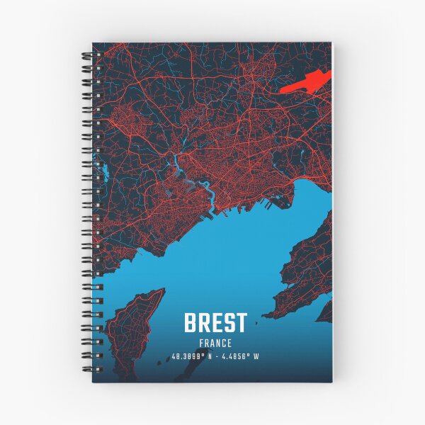 Item preview, Brest Red & Blue Minimalist Map designed and sold by HomeLivingCo.