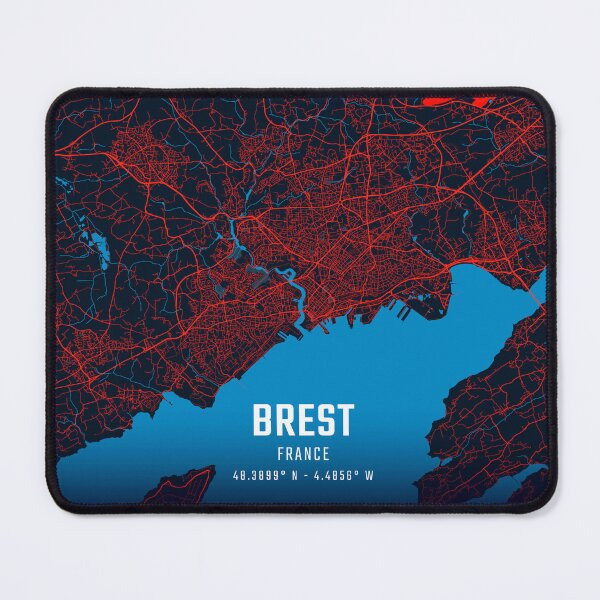 Item preview, Brest Red & Blue Minimalist Map designed and sold by HomeLivingCo.