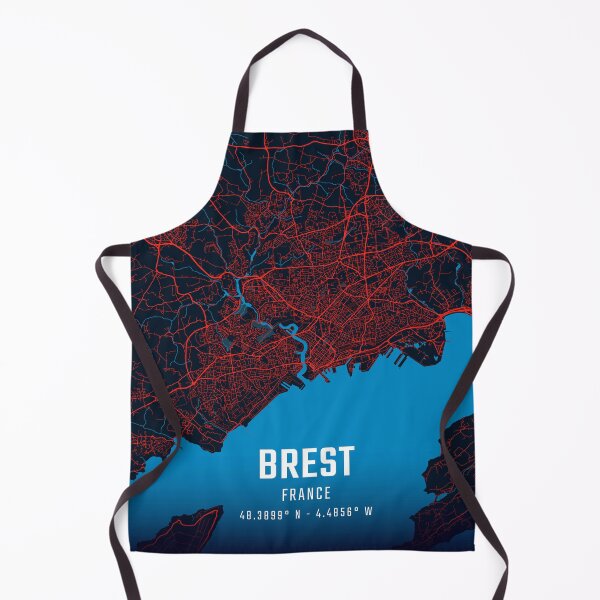 Item preview, Brest Red & Blue Minimalist Map designed and sold by HomeLivingCo.