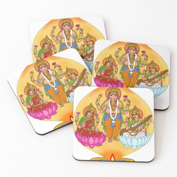 Item preview, Diwali Special Lakshmi Ganesh Saraswati | Hindu Festival Digital Art | Prosperity Wall Decor designed and sold by Harshit_Digital_Arts.