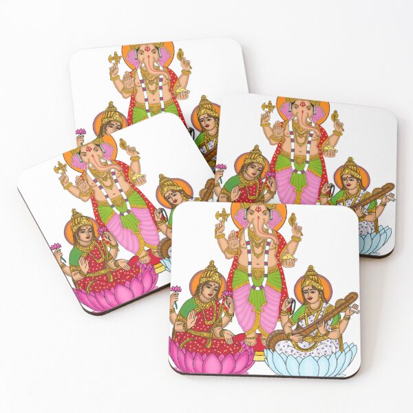 Item preview, Diwali Special Lakshmi Ganesh Saraswati | Hindu Festival Digital Art | Prosperity Wall Decor designed and sold by Harshit_Digital_Arts.