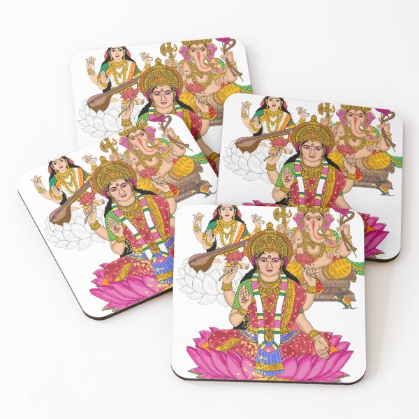 Item preview, Ganesha Lakshmi Saraswati Digital Painting | Diwali Festival Wall Art, Prosperity Wisdom & Blessings designed and sold by Harshit_Digital_Arts.