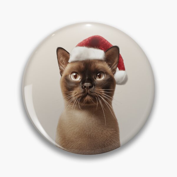 Item preview, Burmese cat with Christmas Hat – Festive Burmese cat Xmas Design designed and sold by LazyOwlStore.