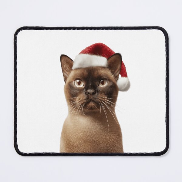 Item preview, Burmese cat with Christmas Hat – Festive Burmese cat Xmas Design designed and sold by LazyOwlStore.