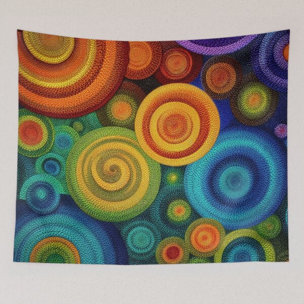 Item preview, Abstract concentric circles in vibrant multicolor layered composition designed and sold by Jirka Svetlik, Studio Illuvision.