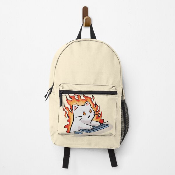 Item preview, Funny Gamer Cat Meme on Fire with Keyboard Illustration designed and sold by magdalenanegra.