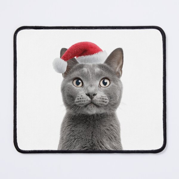 Item preview, Chartreux cat with Christmas Hat – Festive Chartreux cat Xmas Design designed and sold by LazyOwlStore.