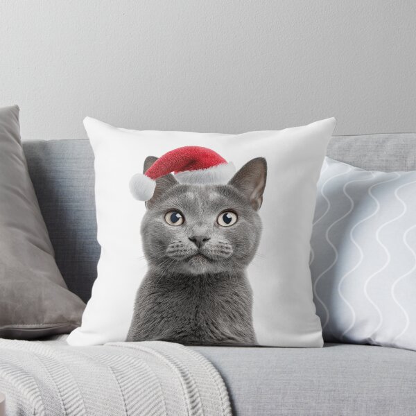 Item preview, Chartreux cat with Christmas Hat – Festive Chartreux cat Xmas Design designed and sold by LazyOwlStore.