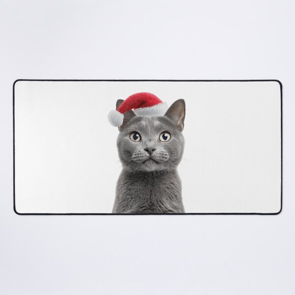 Item preview, Chartreux cat with Christmas Hat – Festive Chartreux cat Xmas Design designed and sold by LazyOwlStore.