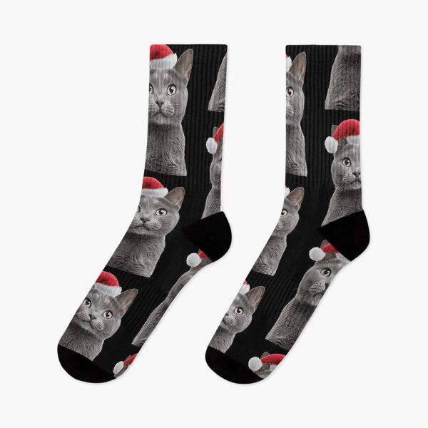 Item preview, Chartreux cat with Christmas Hat – Festive Chartreux cat Xmas Design designed and sold by LazyOwlStore.
