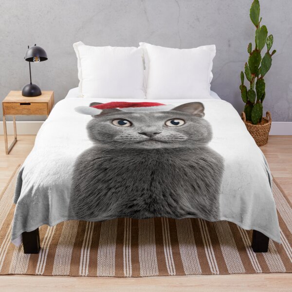 Item preview, Chartreux cat with Christmas Hat – Festive Chartreux cat Xmas Design designed and sold by LazyOwlStore.