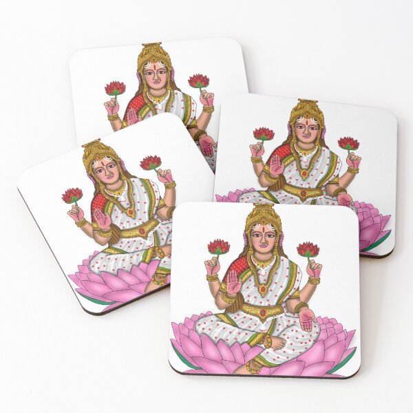 Item preview, Goddess Aishwarya Lakshmi Digital Painting | Hindu Devotional Artwork | Diwali Wealth & Prosperity Wall Art designed and sold by Harshit_Digital_Arts.
