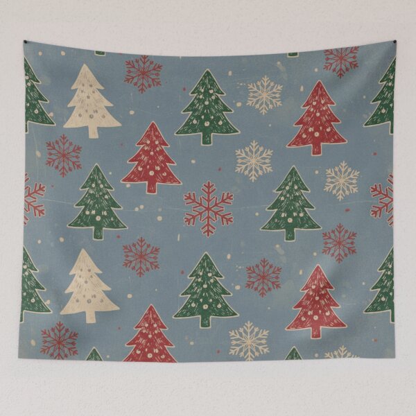 Item preview, Retro Christmas Tree and Snowflake Pattern designed and sold by MerchYouSearch.