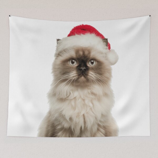 Item preview, Himalayan cat with Christmas Hat – Festive Himalayan cat Xmas Design designed and sold by LazyOwlStore.