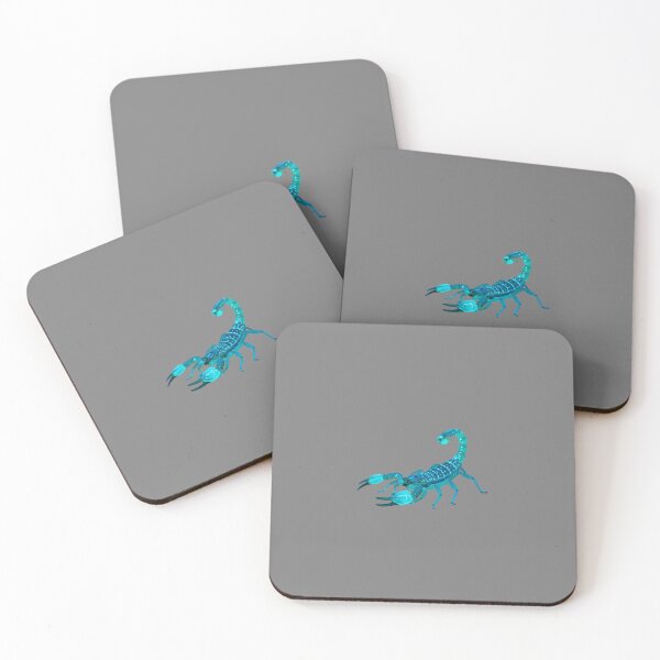 Item preview, Bioluminescent Scorpion Photograph Glowing in Electric Blue and Turquoise on Dark Ground designed and sold by PixelVibe782.