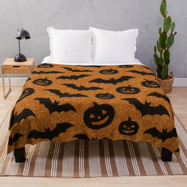 Item preview, Orange Glitter Pumpkins and Bats Seamless Pattern designed and sold by SassyArtistry.