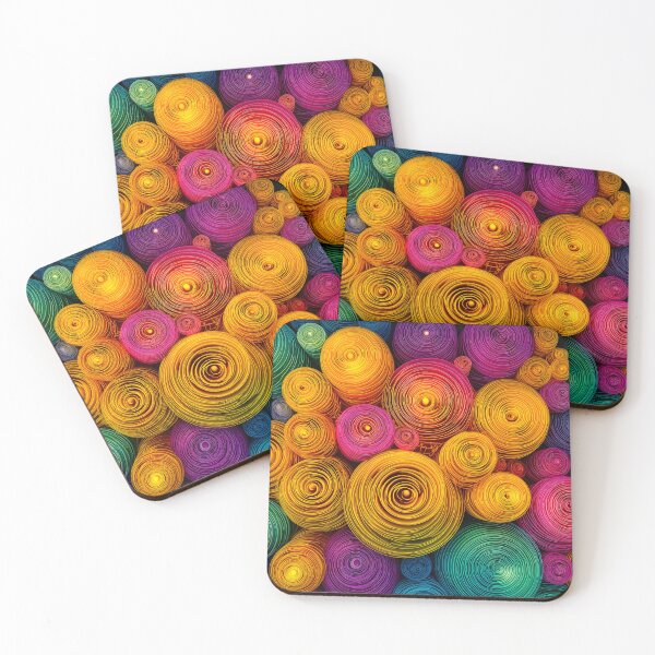 Item preview, Multicolored concentric circles abstract texture with detailed weave effect designed and sold by Jirka Svetlik, Studio Illuvision.