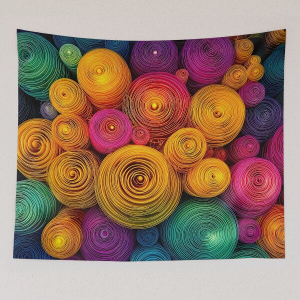 Item preview, Multicolored concentric circles abstract texture with detailed weave effect designed and sold by Jirka Svetlik, Studio Illuvision.