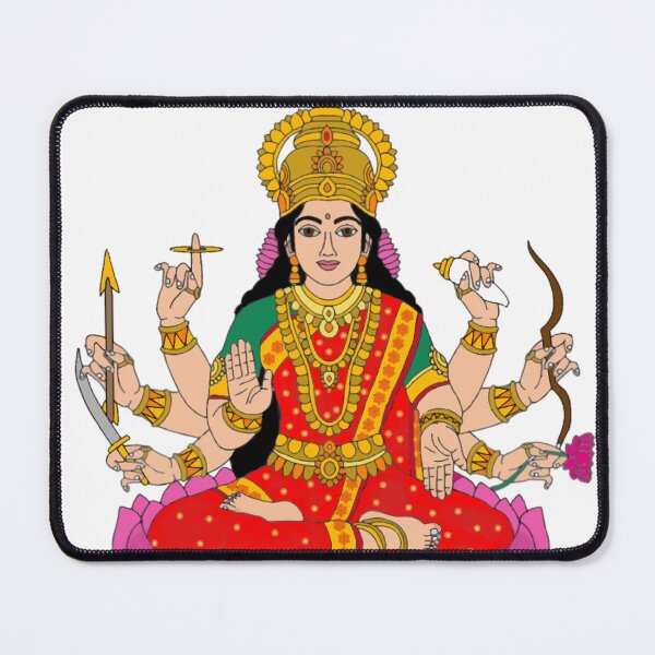 Item preview, Goddess Veer Lakshmi Digital Painting | Diwali Special Hindu Wall Art | Courage & Prosperity Artwork designed and sold by Harshit_Digital_Arts.