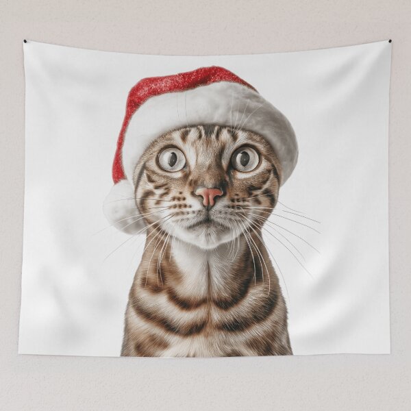 Item preview, Ocicat with Christmas Hat – Festive Ocicat Xmas Design designed and sold by LazyOwlStore.
