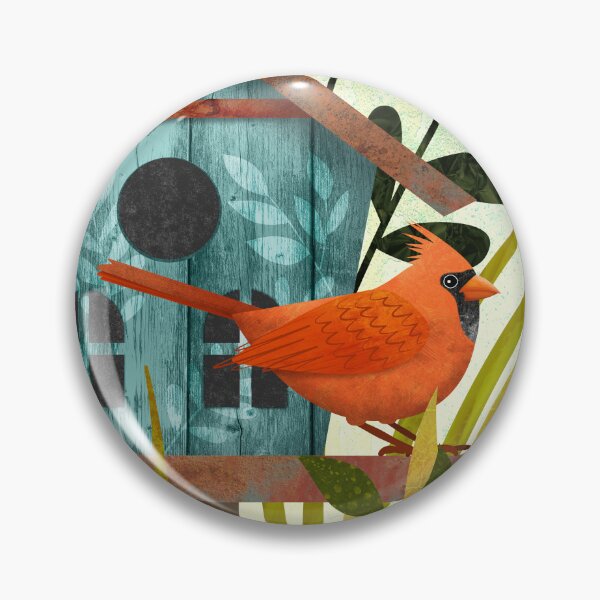 Item preview, Red Cardinal at Vintage Birdhouse – Floral Spring Scene designed and sold by KarinaSmiller.