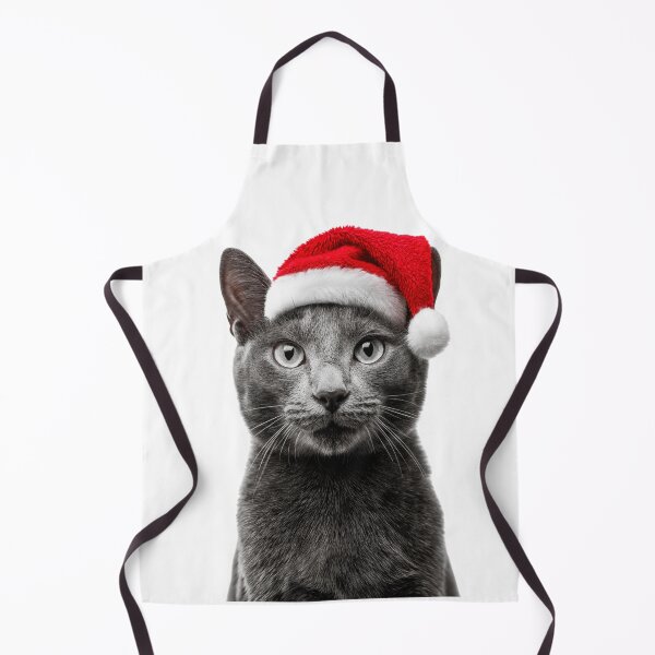 Item preview, Russian Blue cat with Christmas Hat – Festive Russian Blue cat Xmas Design designed and sold by LazyOwlStore.