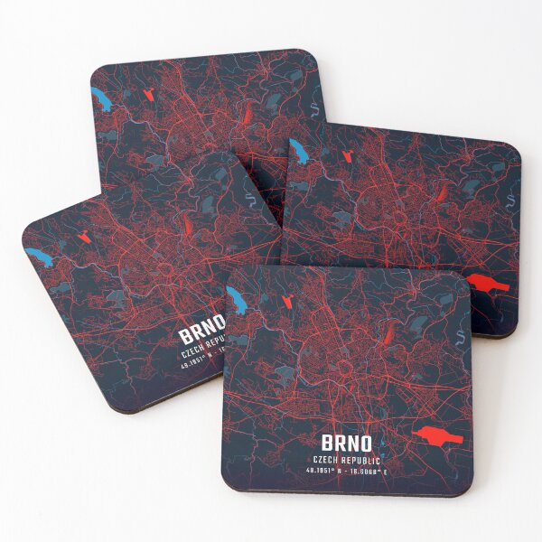 Item preview, Brno Red & Blue Minimalist Map designed and sold by HomeLivingCo.