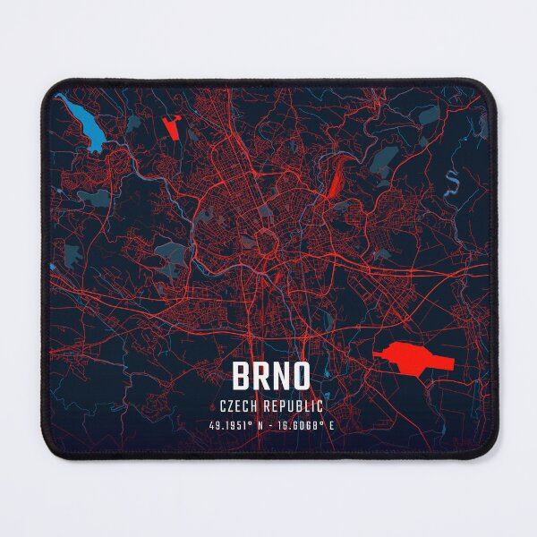 Item preview, Brno Red & Blue Minimalist Map designed and sold by HomeLivingCo.