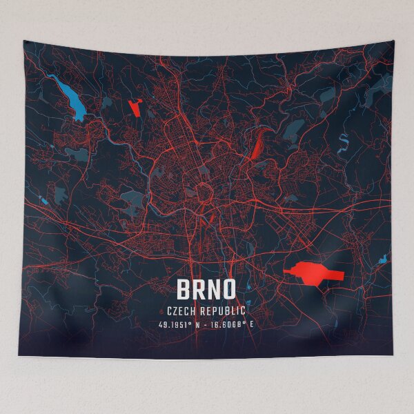Item preview, Brno Red & Blue Minimalist Map designed and sold by HomeLivingCo.
