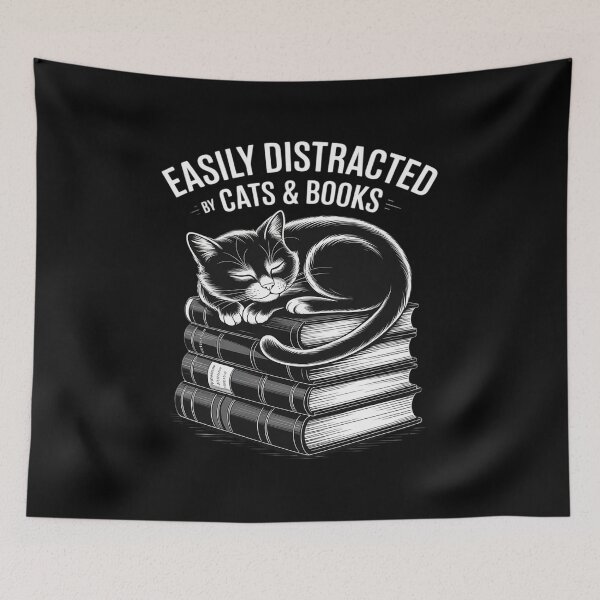 Item preview, Easily Distracted By Cats And Books, Book Lover, Funny Cat designed and sold by procionartss.