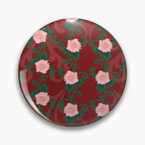 Item preview, Seamless floral pattern featuring light pink blossoms with yellow centers dark green vines and a rich maroon backdrop designed and sold by Crispifly.