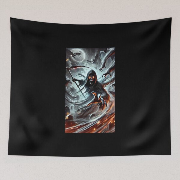 Item preview, Grim Reaper Horror Art – Dark Evil Skull with Scythe designed and sold by kaleevfidonea.