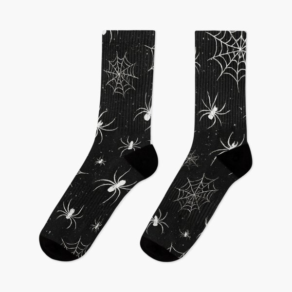 Item preview, White Spiders and Webs on Black Glitter Seamless Pattern designed and sold by SassyArtistry.